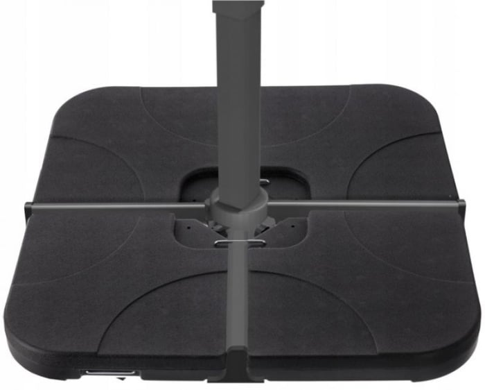 Suport baza umbrela 50x50x8 cm, set 4 elemente umplere cu apa sau nisip, manere metalice, plastic rezistent, negru [5]
