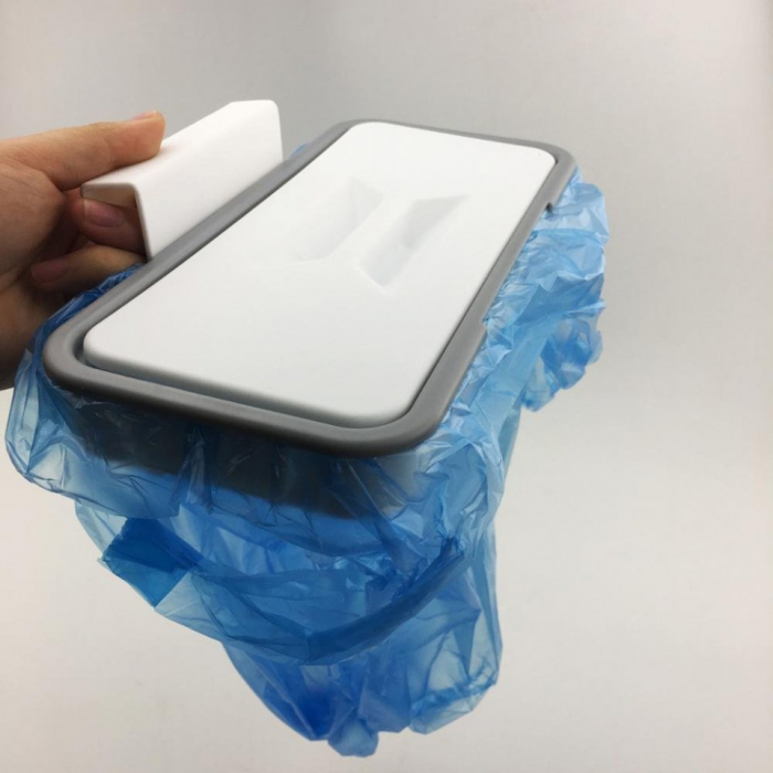 Suport pentru Sac sau Punga de Gunoi, Mic si Ergonomic, cu Prindere pe Usa sau Sertar, Premium, Alb [10]