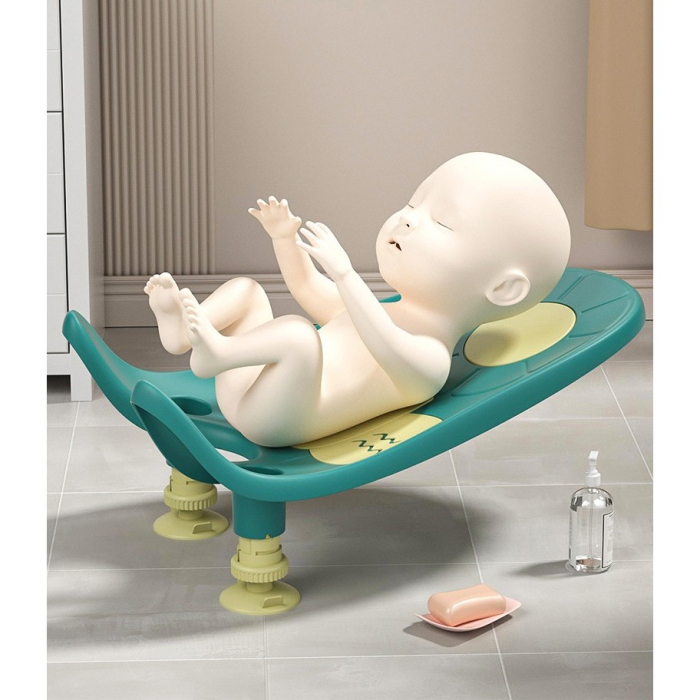 Suport de Baie Bebelusi, , 0-12 luni, Montare pe Chiuveta/Lavoar/Cada, Ventuze Antiderapante cu Intaltime Reglabila, 50 x 24 x 12.5 cm, Verde [4]