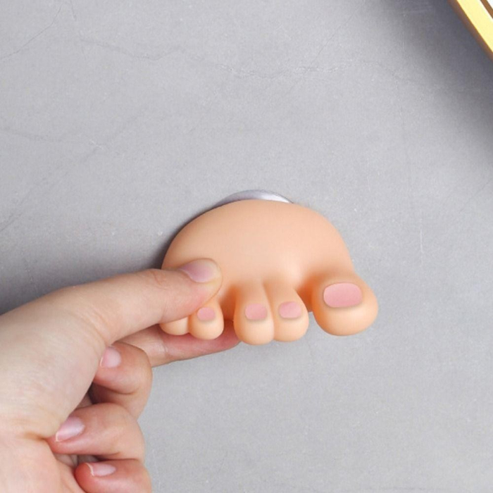 Suport de Baie, , Multifunctional, pentru Periute/Cabluri, din PVC, cu Ventuza, Model Picior, 4 x 6.5 cm, Crem [3]