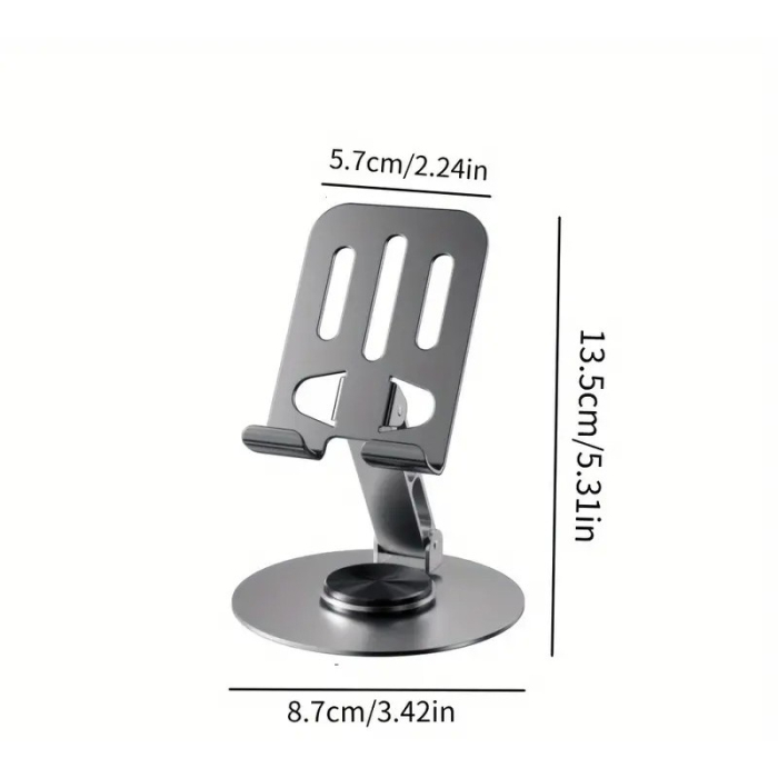 Suport de Birou pentru Telefon sau Tableta, , din Metal, Pliabil, 5.7 x 13.5 x 8.7 cm, Universal, Gri Metalic [2]