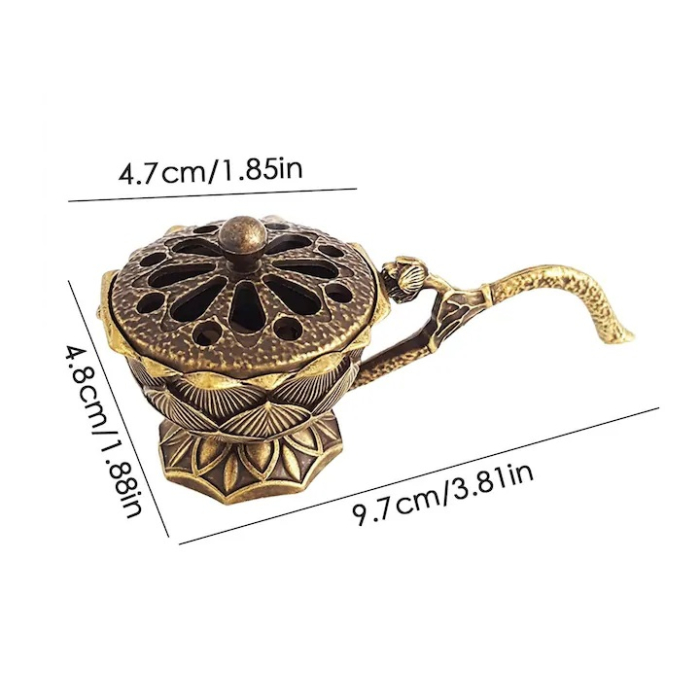 Suport de Tamaiat Lotus din Aliaj de Zinc, Ignifug, cu Maner, 9.7 x 4.8 x 4.7 cm, 56 g, Bronz | ORIGINAL DEALS [4]