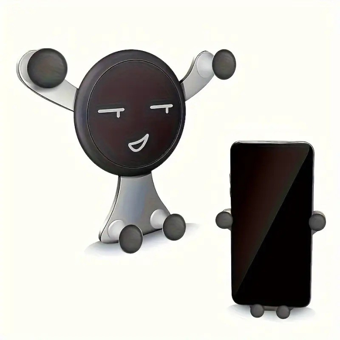 Suport de Telefon, , pentru Ventilatie, din ABS si Silicon, 11 x 10 x 4 cm, pentru Telefon 4.0 - 6.0 inch, Model Smiley Face, Argintiu [2]