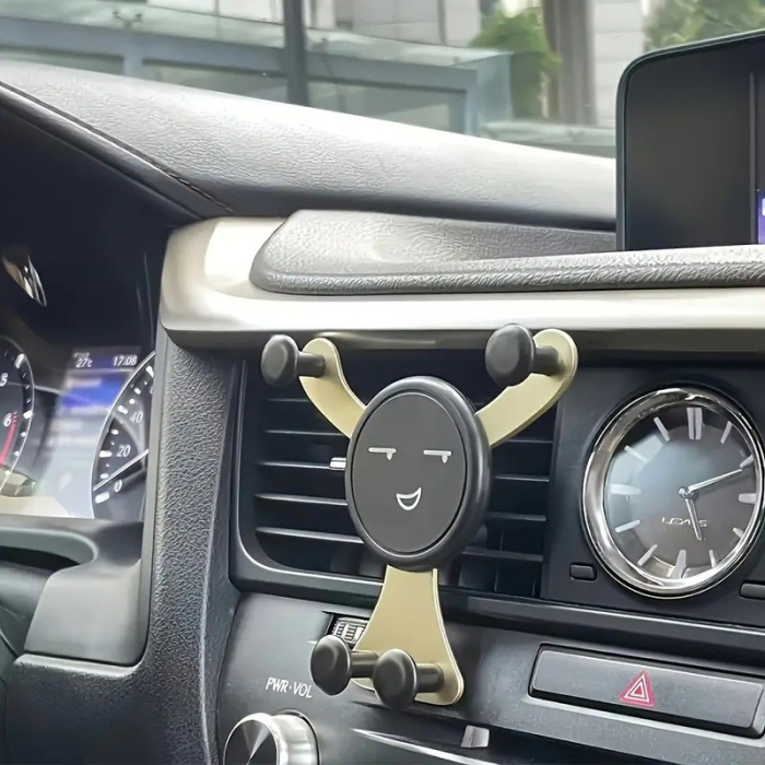 Suport de Telefon, , pentru Ventilatie, din ABS si Silicon, 11 x 10 x 4 cm, pentru Telefon 4.0 - 6.0 inch, Model Smiley Face, Auriu [2]