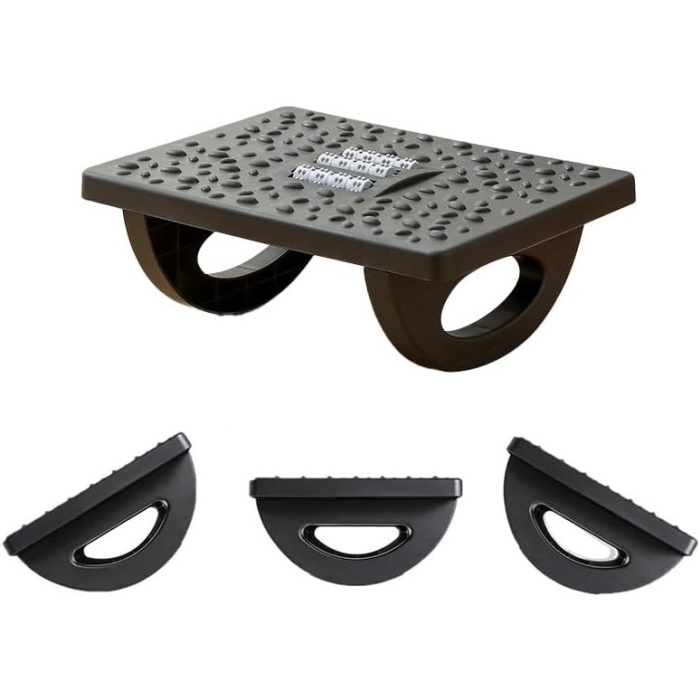 Suport Ergonimic pentru Picioare, , Plastic, cu Role de Masaj pentru Talpi, pentru Birou, Usor de Transportat, Detasabil, 33.5x24x12 cm, Negru [10]