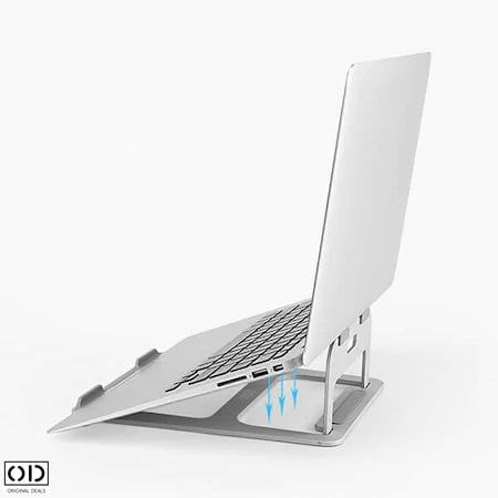 Suport Fix pentru Laptop sau Notebook din Aluminiu cu Protectii din Silicon, Portabil, Design Premium, Universal [14]