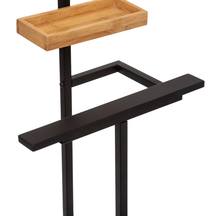 Suport haine valet 5Five Bamboo din otel si bambus, 44x22x114 cm, negru [4]