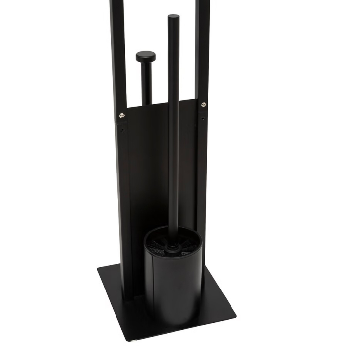 Suport hartie igienica 5Five Glass cu rezerva si perie, otel, 28x18x62 cm, negru [4]