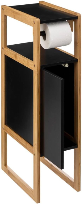 Suport hartie igienica 5Five Natureo cu dulapior, MDF, 33x20x80 cm, negru [2]