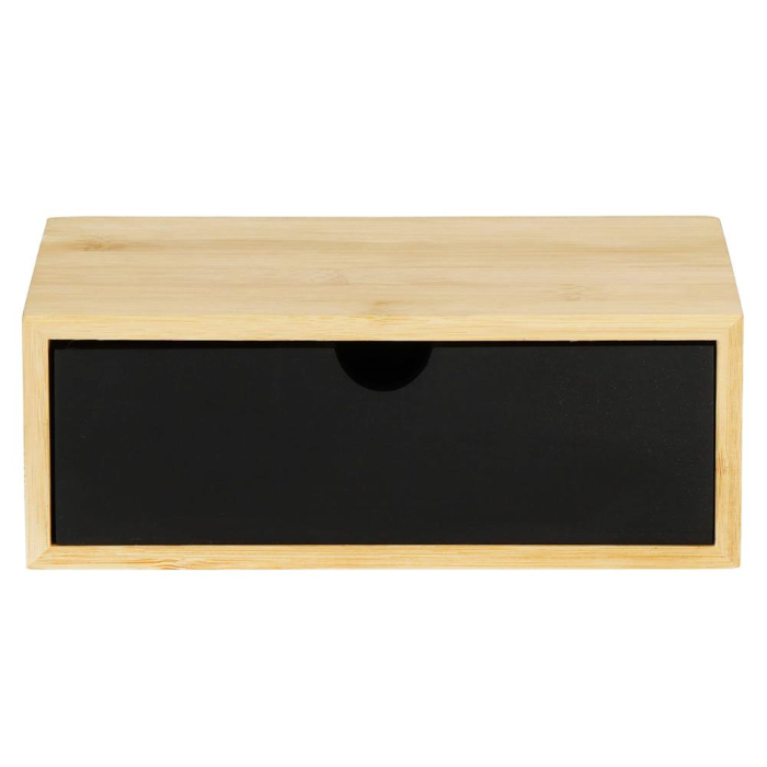 Suport hartie igienica din otel cu sertar depozitare, sistem montare inclus, 22cm, negru bej [16]