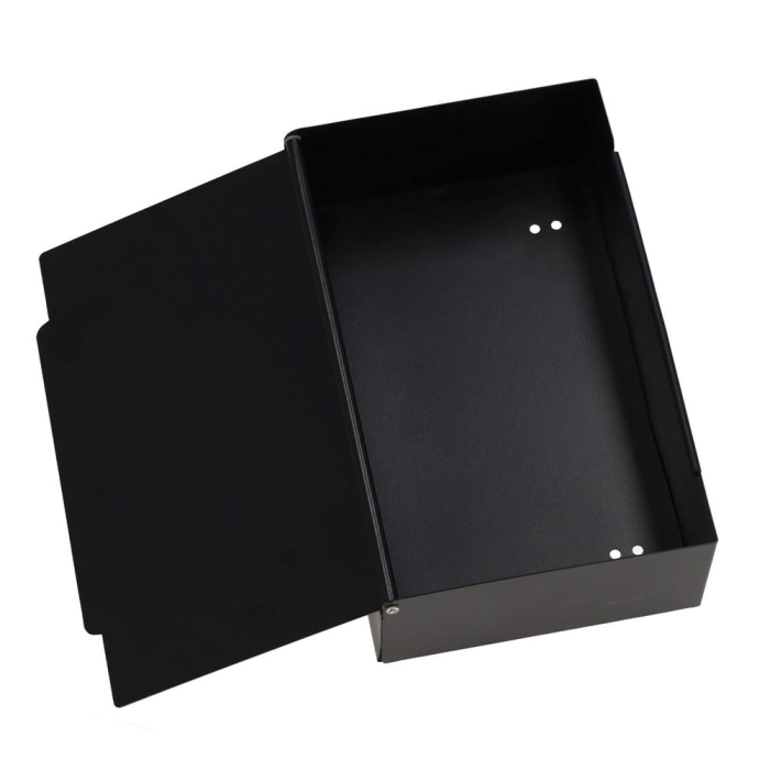 Suport hartie igienica din otel cu sertar depozitare, sistem montare inclus, 22cm, negru bej [16]