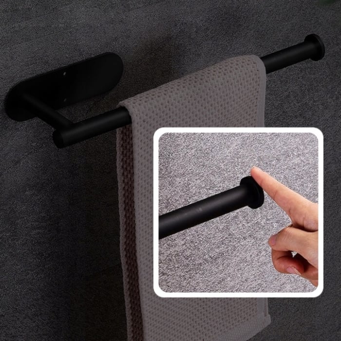 Suport hartie igienica din otel, prindere fara gaurire, 33.5cm, negru [8]