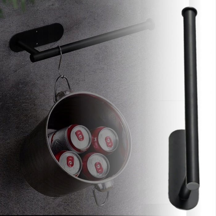 Suport hartie igienica din otel, prindere fara gaurire, 33.5cm, negru [6]