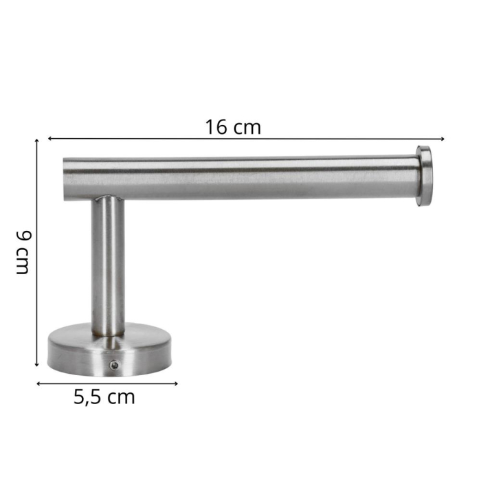 Suport hartie igienica din otel, sistem montare inclus, 16cm, argintiu lucios [14]