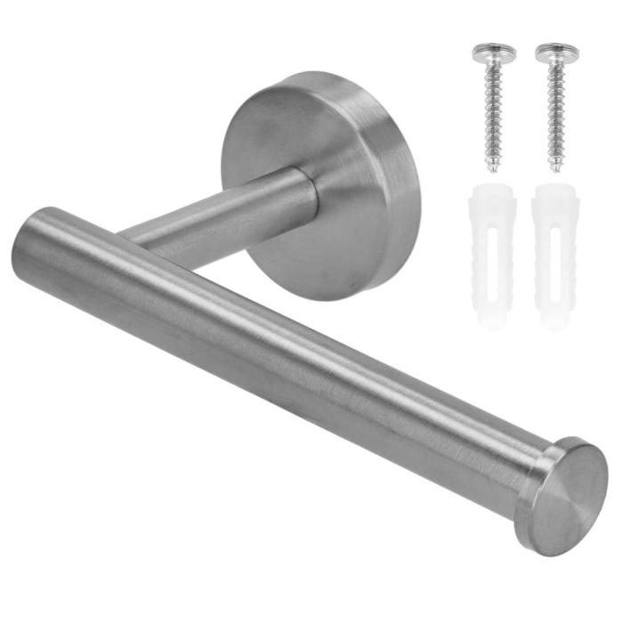 Suport hartie igienica din otel, sistem montare inclus, 16cm, argintiu lucios [6]
