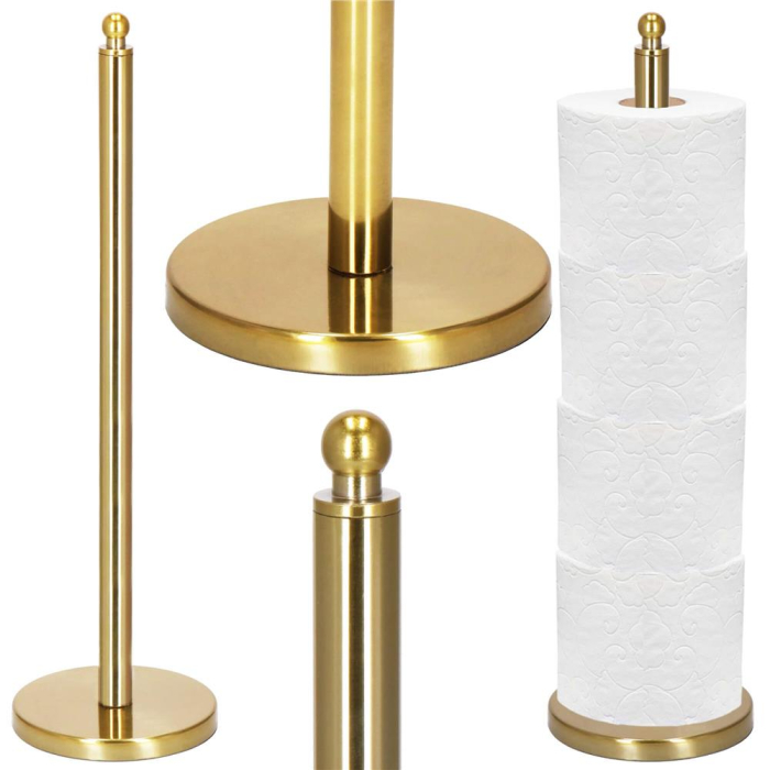 Suport hartie igienica tip tija, 52cm, auriu lucios [3]