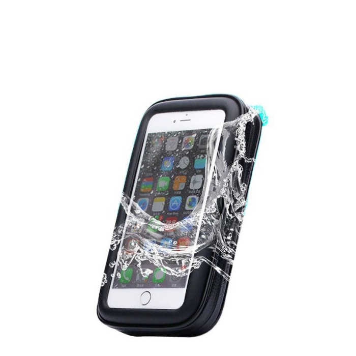 Suport husa telefon mobil pentru bicicleta si motocicleta, rezistent apa si socuri, touchscreen, 360 rotativ, negru, marime L ≤ 5.5 inch [4]