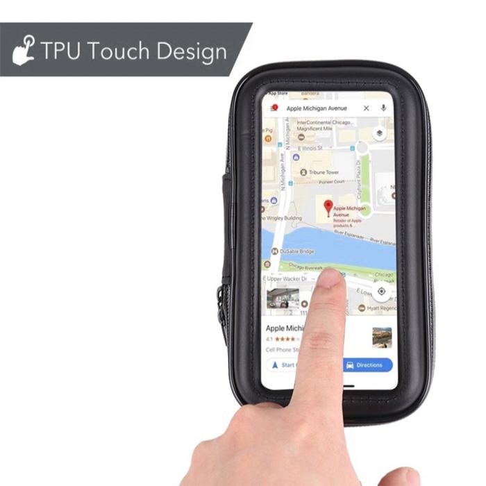 Suport husa telefon mobil pentru bicicleta si motocicleta, rezistent apa si socuri, touchscreen, 360 rotativ, negru, marime L ≤ 5.5 inch [6]