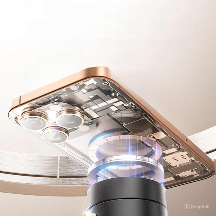 Suport Magnetic Auto pentru Telefon, , cu Ventuza, Pliabil și Retractabil, Fixare prin Vid și Magnet, Rotativ 360°, Roz [7]