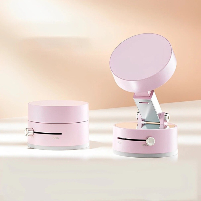 Suport Magnetic Auto pentru Telefon, , cu Ventuza, Pliabil și Retractabil, Fixare prin Vid și Magnet, Rotativ 360°, Roz [2]