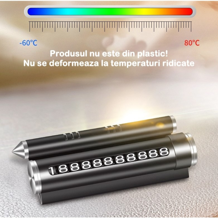 Suport numar de telefon cu odorizant pentru parcare Negru [9]