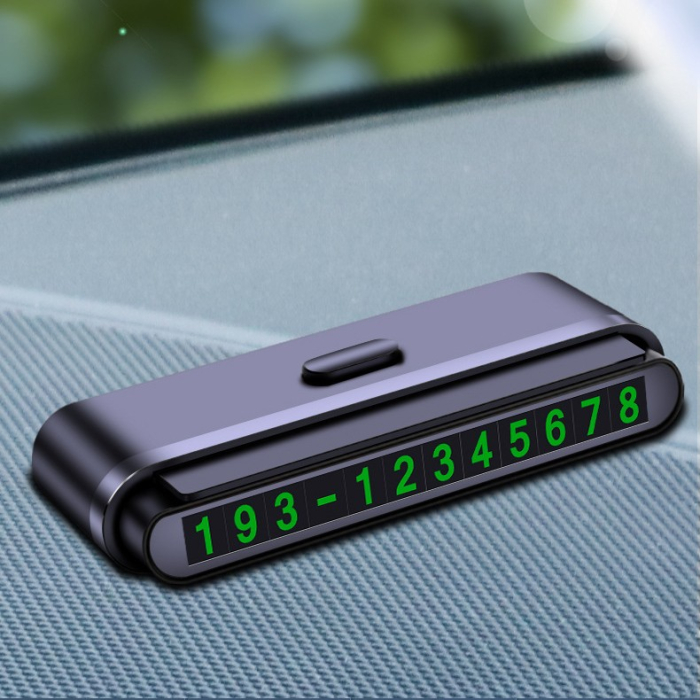 Suport Numar de Telefon pentru Parcare Auto, , Suport pentru Numarul detelefon, Banda glisanta pentru Ascundere, Banda Adeziva Inclusa, 120 x 48 x 24 mm, Cifre Verzi, Negru Mat [3]