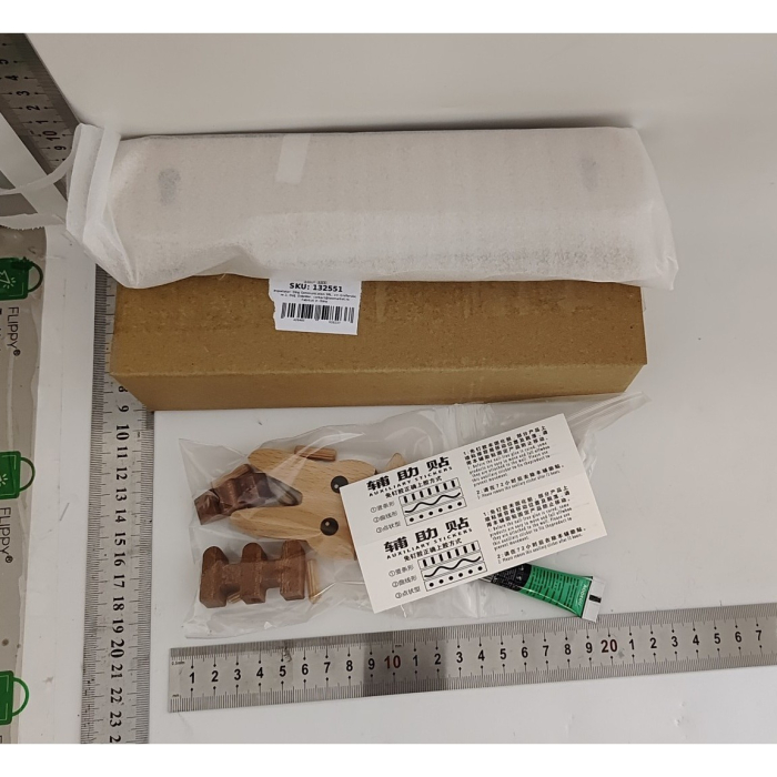 Suport pentru Chei, , din Lemn, Aplicare fara Perforare, Adeziv Inclus, 5 Carlige Albe, Model Iepure, Greutate Suportata 5 kg, 13.5 x 22 cm, Maro [2]