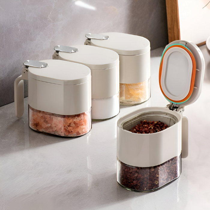 Suport pentru Depozitare Condimente, Ulei, Otet, , Montare pe Perete din 12 Piese, Uz Casnic, pentru Bucatarie, 31 x 21.9 x 31.5cm, Alb [7]