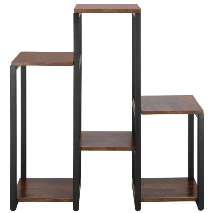 Suport pentru flori, 79x69x24 cm, negru/maro inchis – 6 rafturi, cadru metalic, design modern [5]