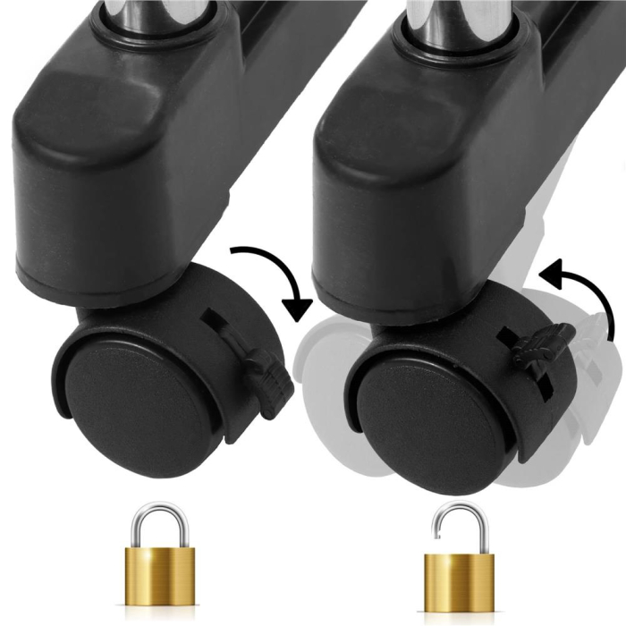 Suport pentru haine pe roti, sina dubla, reglabil pe inaltime si latime, din aluminiu cromat, 155x45x150cm, argintiu [12]