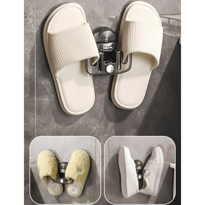 Suport pentru Incaltamintea de Casa, , fara Perforare, Montare pe Perete, Prindere Adeziva, 11.6x11x4.8cm, Gri Transparent [9]