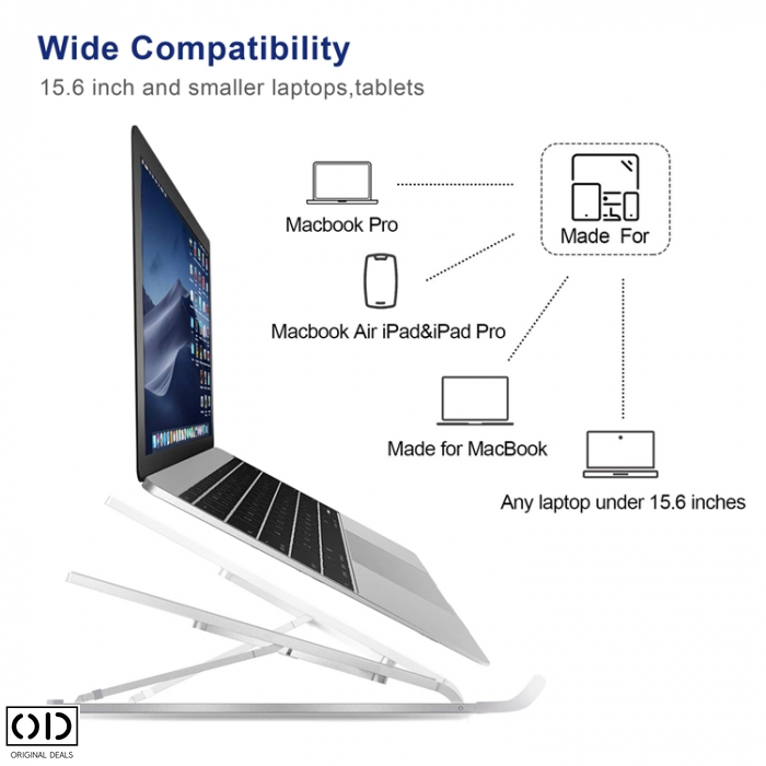 Suport pentru Laptop sau Notebook din Aluminiu cu Inaltime Reglabila pe 6 Nivele, Portabil, Design Premium, Universal [4]
