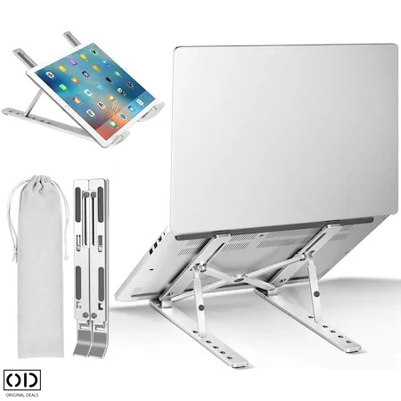 Suport pentru Laptop sau Notebook din Aluminiu cu Inaltime Reglabila pe 6 Nivele, Portabil, Design Premium, Universal [9]