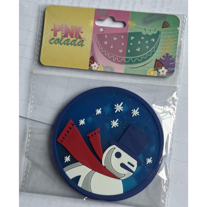 Suport pentru Pahar, , Model Om de Zapada, din PVC, 10 cm, Rezistent la Caldura, Albastru [5]