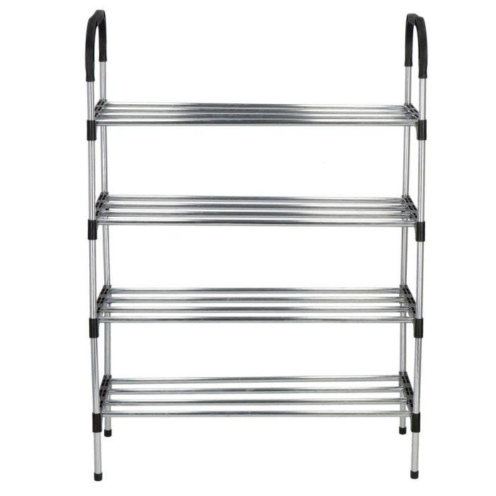 Suport pentru pantofi, 4 rafturi, cadru metalic, 84x28x60cm, negru si argintiu [3]