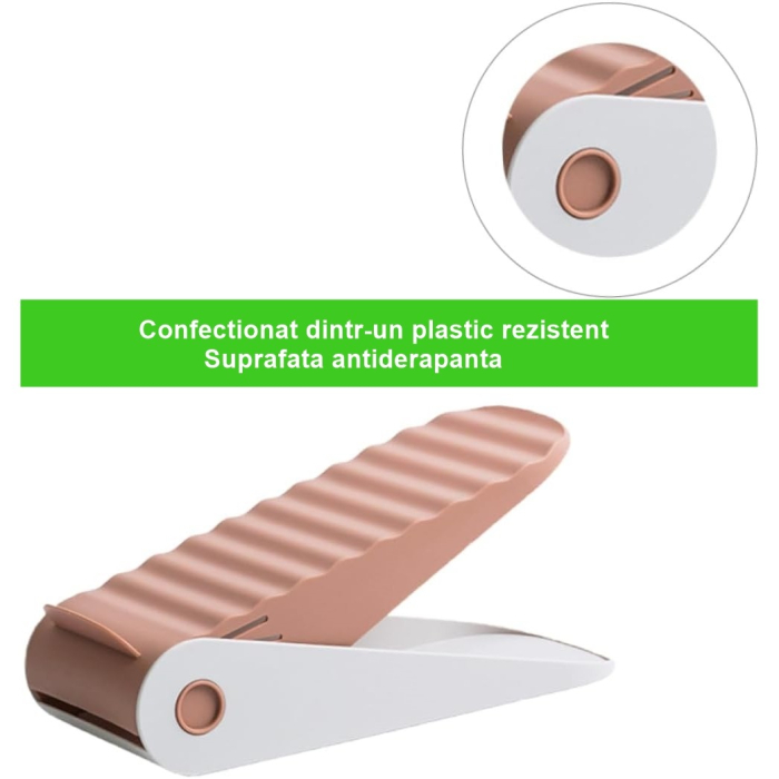Suport pentru Pantofi, , cu Două Straturi, Organizator, Antiderapant și Durabil, Inălțime Reglabilă, 25.5x11x7.5 cm, Roz, 150 g [5]