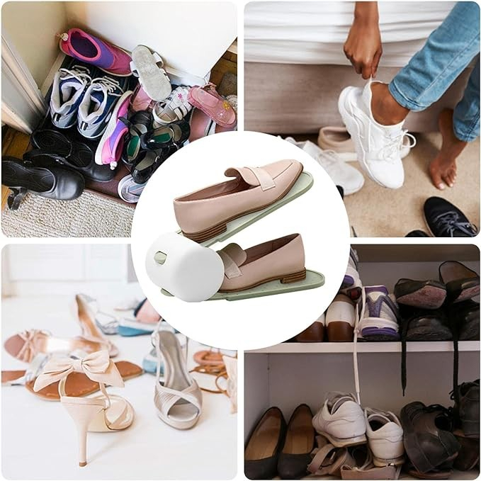 Suport pentru Pantofi, , cu Două Straturi, Organizator, Antiderapant și Durabil, Inălțime Reglabilă, 28x18x11 cm, Verde, 150 g [4]