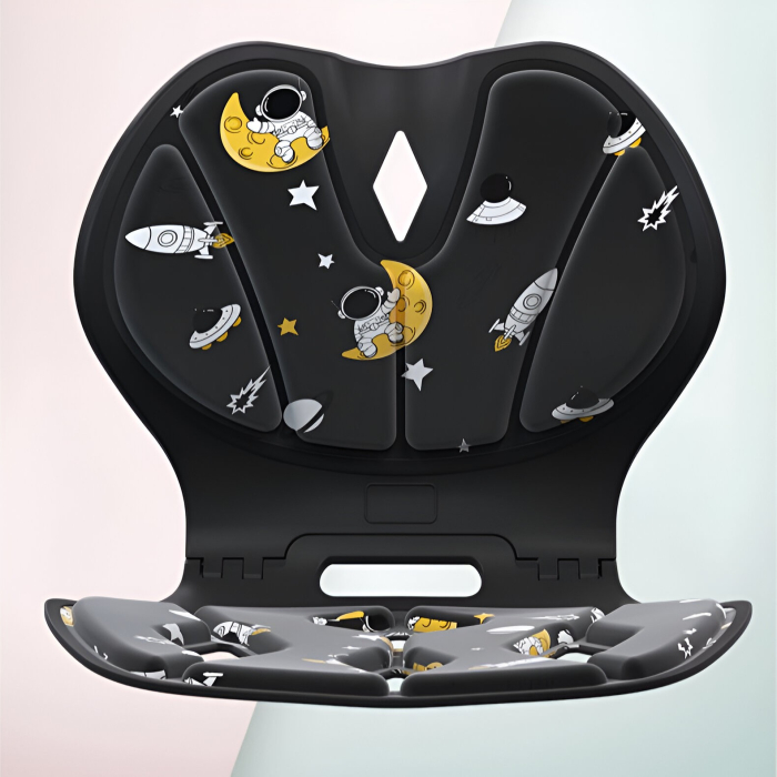 Suport pentru Scaun, , pentru Corectarea Posturii, Portabil, Pliabil, Ergonomic, Ameliorare Durere, Respirabil, 35x32x30 cm, Marime L, Model Rachete, Negru [6]