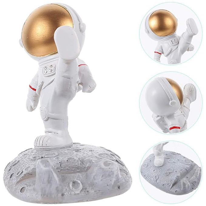 Suport pentru Telefon, , Suport de Birou pentru Telefon, Suport Telefon pentru Copii, Model Astronaut, Model 1, 9 x 10 x 6.5 cm, Plastic, Alb [2]