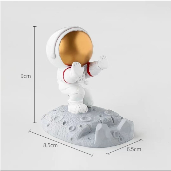 Suport pentru Telefon, , Suport de Birou pentru Telefon, Suport Telefon pentru Copii, Model Astronaut, Model 2, 9 x 8.5 x 6.5 cm, Plastic, Alb [3]