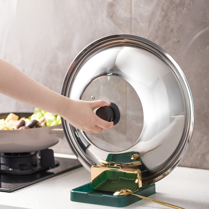 Suport Pliabil, , pentru Capace, Linguri, Multifunctional, Plasare pe Blatul de Bucatarie, 18.9x16.2x2.6 cm, Verde [10]