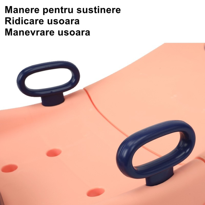 Suport Pliabil pentru Spalat Parul , Pentru Copii, 0 - 16 ani, cu Picioare Antialunecare, Material Polipropilena, Suport Cap Reglabil, cu Manere, 82 x 40 x 28 cm, Roz pal [6]