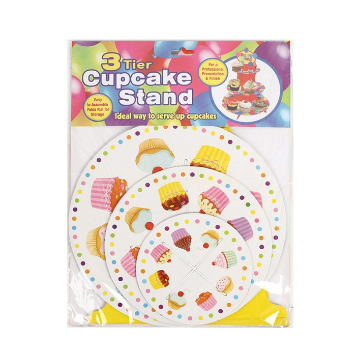 Suport Prajituri, , 3 Etaje, Design de Petrecere, pentru Prajituri, Candy Bar, din Carton, Galben/Multicolor [3]