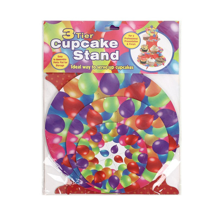 Suport Prajituri, , 3 Etaje, Design de Petrecere, pentru Prajituri, Candy Bar, din Carton, Rosu/Multicolor [3]