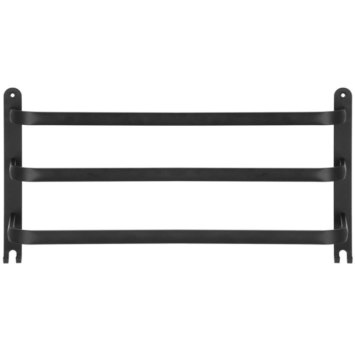 Suport prosoape pentru baie cu 2 sisteme de instalare, 3 brate, din aluminiu, 49x25cm, negru [15]