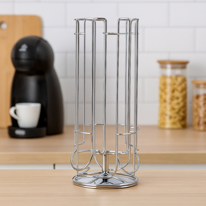 Suport rotativ capsule 5Five pentru Dolce Gusto, 24 spatii, otel cromat, 12x32 cm, argintiu [3]