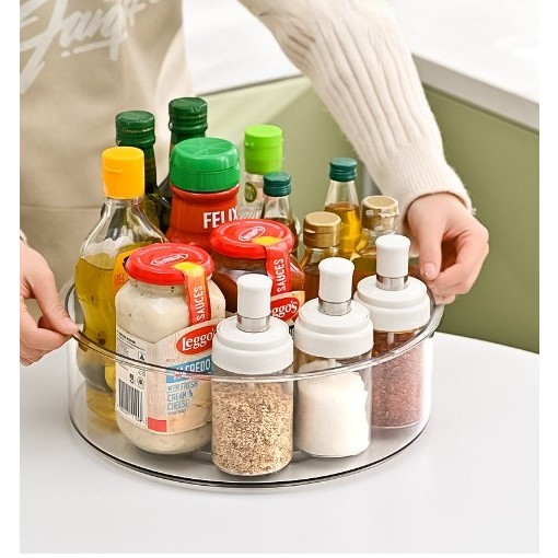 Suport Rotativ pentru Condimente, , Multifunctional, Rotund, 360 de Grade, pentru Bucatarie, Plastic, 30.5x30.5x10 cm, Transparent [5]