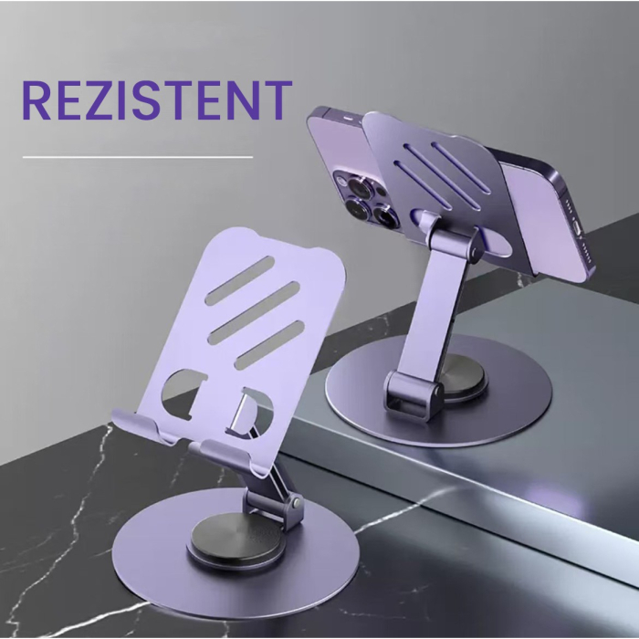 Suport rotativ pentru telefon, , Complet Metalic, Pliabil, Design Modern pentru Desktop, Multifunctional, Compatibil cu Tableta, 10.5 x 9 x 9 cm, 80 g, Mov inchis [3]