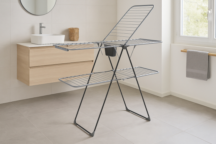 Suport rufe pliabil Atmosphera Mojave cu aripi, otel, 125x60x160 cm, gri [6]