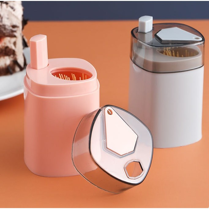 Suport Scobitori, , Automat, cu Buton si Capac, din PP, 9.5x6 cm, Roz [6]